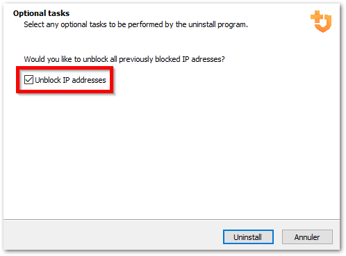 Uninstall Unblock IP Addresses