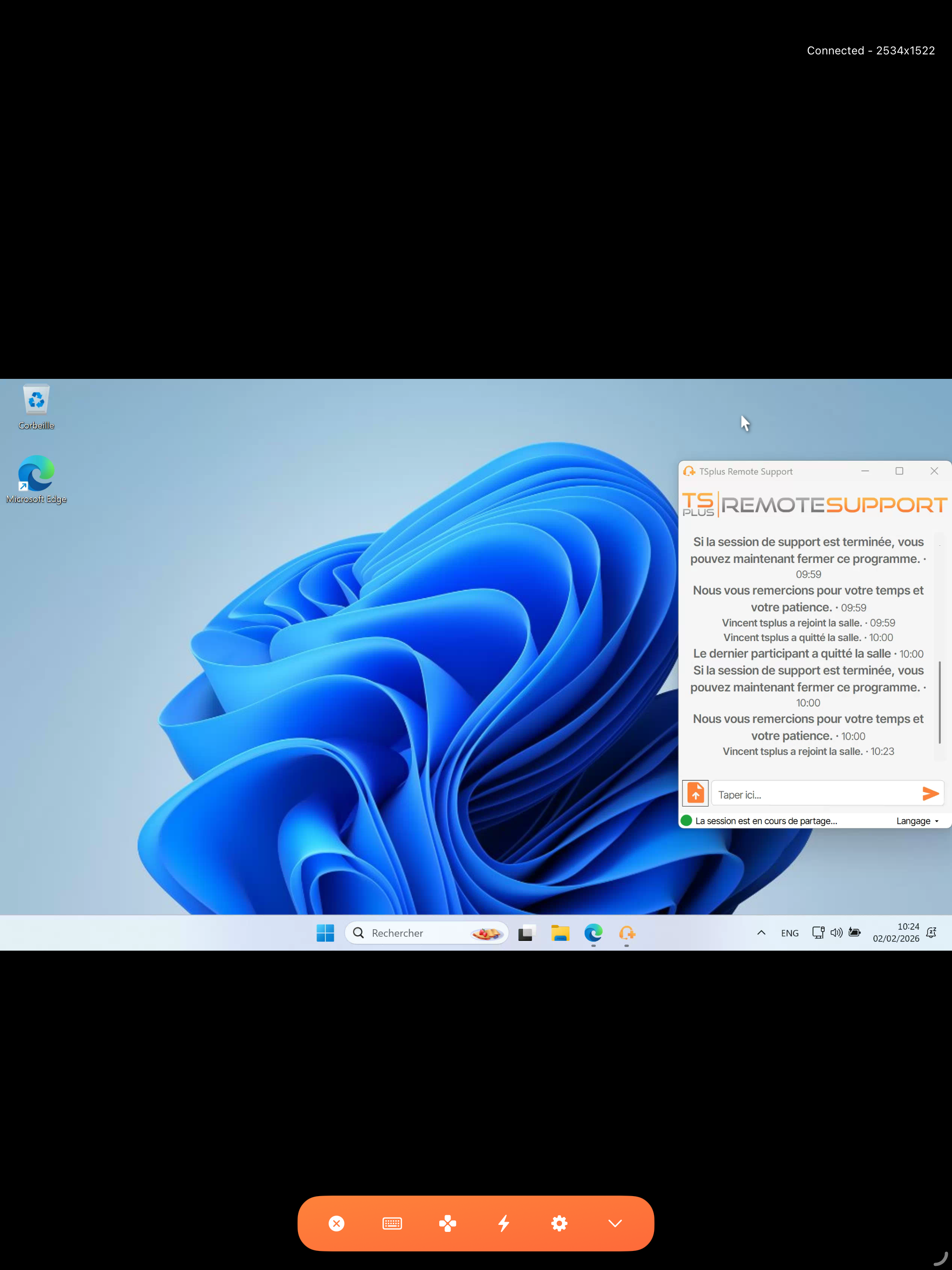Remote session on iPad