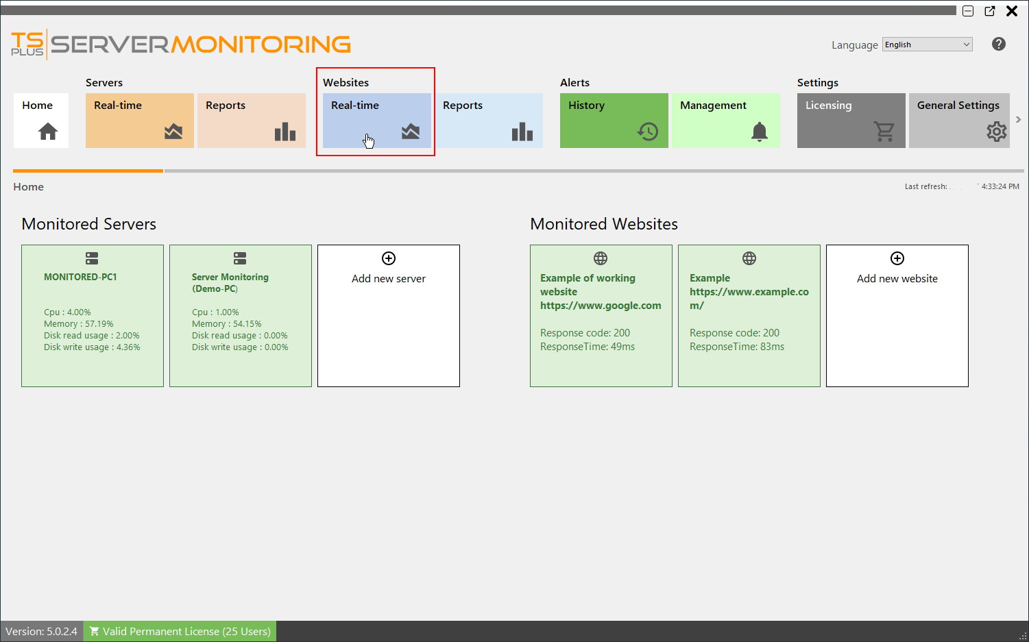 Websites Realtime Screenshot 1