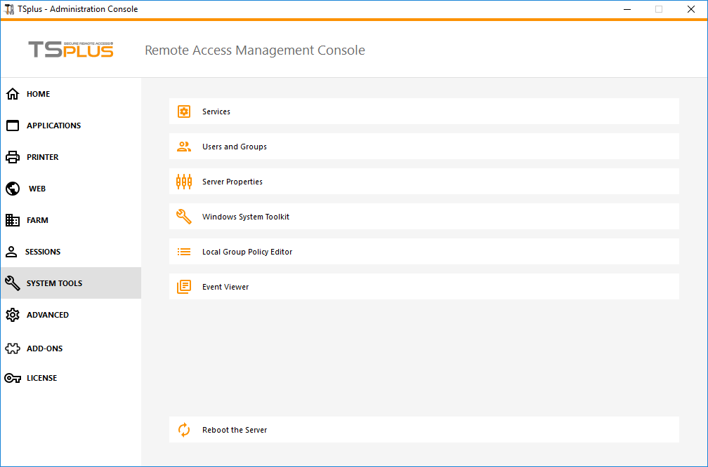 Admin Tool Web Screen