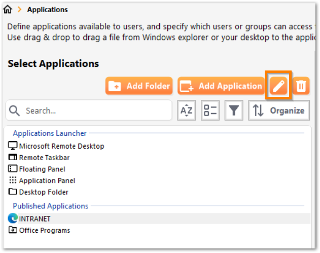AdminTool Applications Edit Application Button